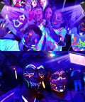 Party scene illuminated by 100W Blacklight Flood Light With Purple Hue Plug In Six Foot Cable Triple Chip LEDs For Blacklight Parties