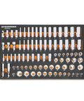 85 Piece Three Eighth Inch Drive Master SAE Socket Set In Foam Tray Garage Ready Pro Grade Kit With 6 And 12 Point Sockets