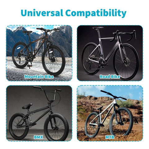 Image showing four bikes: Mountain Bike, Road Bike, BMX, and MTB, demonstrating compatibility with Lightweight Aluminum Mountain Bike Stem.