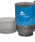 WindBurner Duo 1.8L Camping Accessory Pot with blue cover and heat exchanger, shown with extra bowl, for 2-3 people meals.