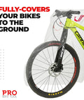 Transparent PVC Bicycle Cover 0.15mm Thick With Reflective Loops, showing wheel fit and protection from weather.