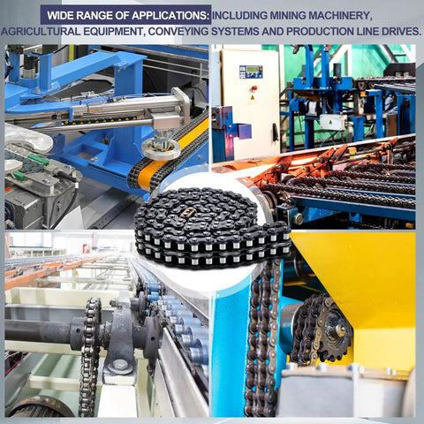 Solid 10 Foot Double Strand Roller Chain 35-2 Duplex For Gate Openers With Extra Links Easy Install And Heavy Duty Machine Gear Upgrade in industrial applications.