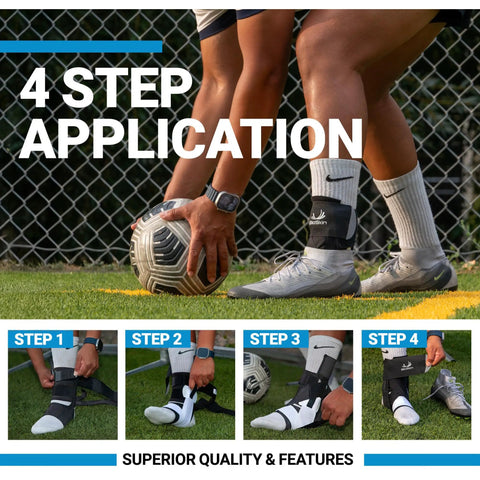 TriLok Ankle Brace With Figure Eight Stabilizer And FootLok Arch Lift 4-step application for sprains and plantar fasciitis