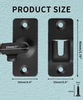 Compact 90 Degree Flip Latch Gate Security Lock With Matte Black Finish Rock Solid Build, shown with dimensions for quick setup.