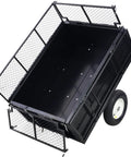 Heavy Duty Steel Dump Trailer 22 Cu Ft Capacity With All Terrain Tires 750 Lb Load showing open bed and side gates