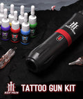 All In One Tattoo Machine Kit With Pen For Beginners And Pros RCA Power Supply With Voltage Control 10 Cartridge Needles 7 Vibrant 5ml Inks Complete Starter Set For Tattoo Artists