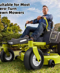 Flat Free 13x5.00-6 Lawn Mower Tire And Wheel Set No Flat Solid Front Tires For Zero Turn Mowers in use on a lawn mower
