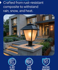 Outdoor Post Light Fixture Fits 3 Inch Lamp Posts With E26 Base Waterproof Lantern Anti Rust Durable Yard Pathway Lighting