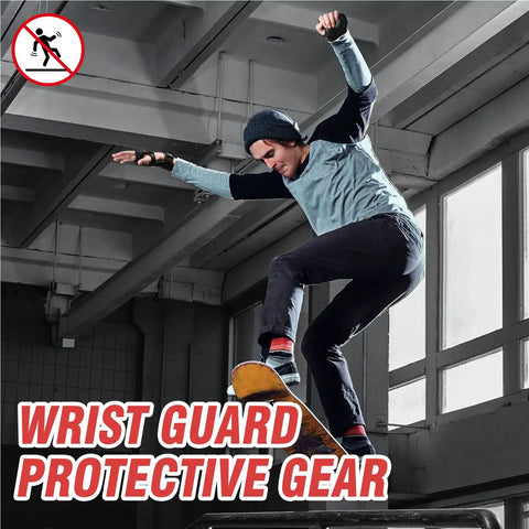 Skateboarder using Impact Resistant Wrist Guard For Skating Skateboarding Snowboarding Skiing And Motocross with ABS Bone Shell.