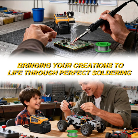 Cordless Soldering Iron Kit With 90W Digital LED Display Compatible With 20V 60V Flex Batteries Solder Gun With 5 Tips
