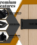 Badass Stainless Steel Hasp Latch Built Different For Heavy Duty Padlock Security On Gates Sheds Barns And Home Doors 3 Inch Matte Black features close-up on sturdy connecting rod and curved edge design.