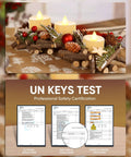 Decorative display with 24 Pack Battery Operated Tea Lights With Timer For Home Decor on wooden centerpiece with festive accents.