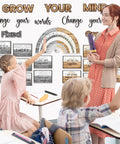 29 Piece Growth Mindset Poster Set With Adhesive Dots Industrial Classroom Bulletin Board Decor Game Changer Wall Art For Teachers Positive Thinking Vibes Student Motivation featuring engaged students and teacher in classroom.