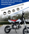 Beefed Up Stainless Steel Swing Arm Bolt Bushing Kit For Dirt Bikes 110cc 125cc Fits X4 X5 X6 DBX Series Rear Axle Bearings Upgrade For Smoother Off Road Suspension And Grippy Traction. silver bolt, bushings and bearings for dirt bike swing arm