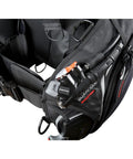 Close-up of Guardian ErgoTrim Scuba BCD With SLS Weight System, showing inflation control and durable material.