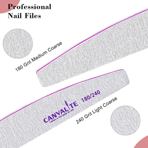 Double-sided nail files 180/240 grit emery boards for shaping natural nails, professional-grade nail file set