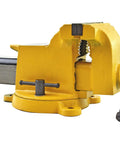 Heavy Duty 6 Inch Bench Vise With High Visibility Yellow Cast Steel, Swivel Base With 360 Degree Rotation, 1/2 To 2 Inch Pipe Capacity