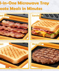 Portable Microwave Toaster For Crispy Grilled Cheese With Adjustable Silicone Strap And Removable Nonstick Plate showing toast
