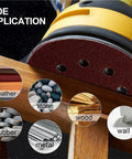 5 Inch Sanding Discs With Hook Loop Back For Orbital Sanders applied to wood, leather, metal, stone, rubber with 8 holes.