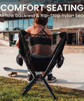 Ultra Lightweight Backpack Chair With 5 Second Folding shown with airflow backrest and nylon seat, outdoor comfort seating.