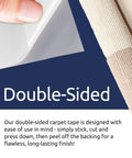 Close-up of Heavy Duty Double Sided Carpet Tape 2 Inch Wide 8 Yard Roll for Rugs on Hardwood Laminate Concrete Indoor Outdoor