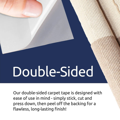Close-up of Heavy Duty Double Sided Carpet Tape 2 Inch Wide 8 Yard Roll for Rugs on Hardwood Laminate Concrete Indoor Outdoor