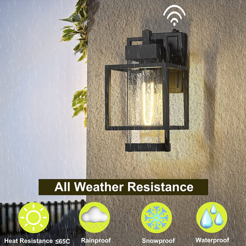 Outdoor Wall Light Fixture With Dusk To Dawn Sensor Waterproof Porch Lights Bubble Glass Exterior Wall Sconce mounted on wall.