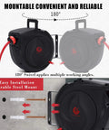 Heavy-Duty Retractable Air Hose Reel 50Ft 3/8 Inch Polymer Line with 180° swivel wall mount for easy installation.