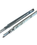 Rock Solid Side Mount Drawer Glides Full Extension With One Inch Over Travel Thirty Five Inch Heavy Duty Steel Slides Seventy Pound Capacity Silver Finish