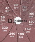 150 Pieces 2 Inch R Type Quick Change Aluminum Oxide Sanding Discs Set 36 Grit with various grit levels visible