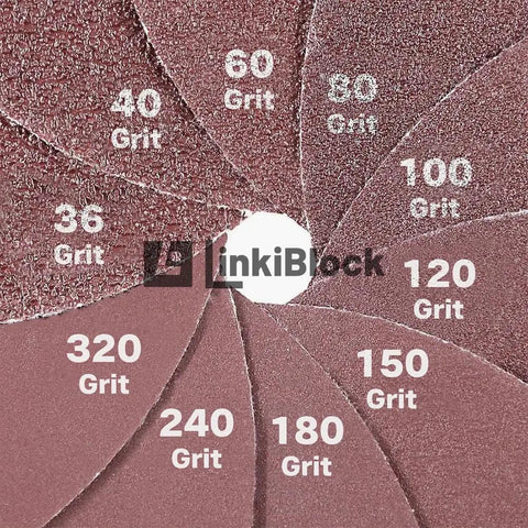 150 Pieces 2 Inch R Type Quick Change Aluminum Oxide Sanding Discs Set 36 Grit with various grit levels visible