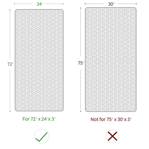 Memory Foam Camping Pad 3 Inch Thick Soft Sleeping Pad With Waterproof Cover Roll Up Cot Pad size comparison 72x24x3 vs 75x30x3