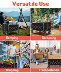 Foldable Wagon Cart With 360 Lb Capacity, Collapsible Wagon On Wheels shown in camping, gardening, shopping, and transportation use