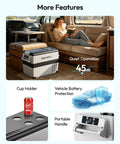 Solid Forty Eight Quart 12 Volt Compressor Portable Fridge And Freezer For Your Ride in RV with cup holder and quiet operation features.