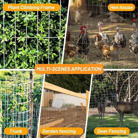 Welded Wire Fence Roll 36 Inch By 50 Foot Galvanized Hardware Cloth 14 Gauge Mesh for various garden and animal fencing uses
