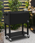 80 Quart Rolling Ice Chest On Wheels Portable Party Bar Cart For Cold Drinks And Beverages Mobile Cooler Cart For Outdoor Patio