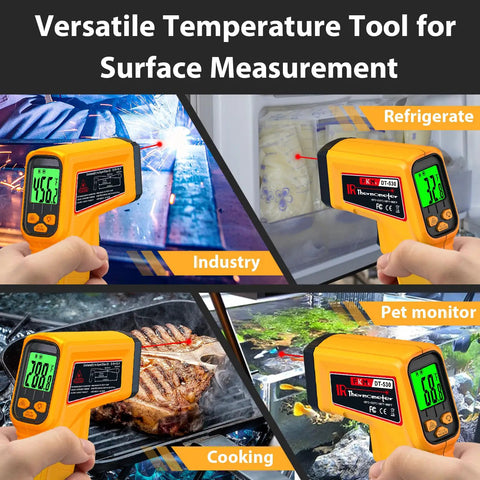 Infrared No Contact Temperature Gun For Cooking And DIY Laser Thermometer For Grilling Fryers Candy Making And Pool Spa Care Reads Surface Temps From Minus 58 To 986 Degrees Fahrenheit Not For Human Or Animal Use, orange handheld