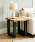 Heavy Duty Steel Table Legs 16 Inch Rock Solid Metal Bench Legs Set Of Two used as modern support for a wooden side table.