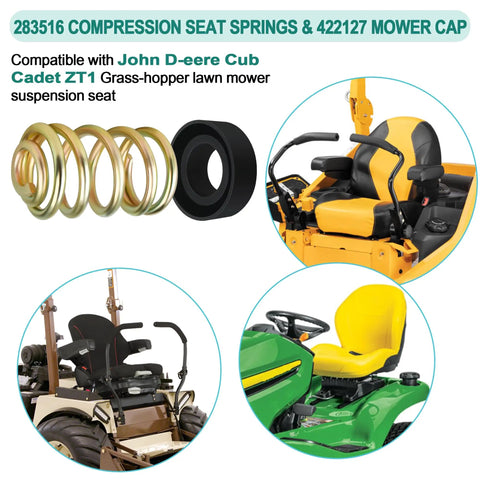 Seat Suspension Kit For Zero Turn Mowers And Lawn Tractors Replacement Mower Compression Seat Spring 283516 And Cap 422127