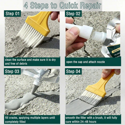 Steps to use Tough As Nails Concrete Crack Filler And Asphalt Driveway Sealer Six Pack for effective outdoor repairs.