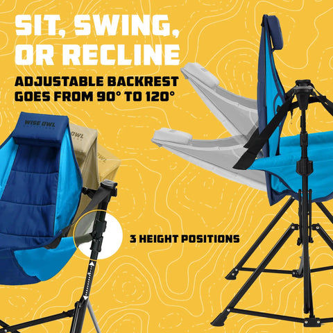 Cozy Hammock Chair For Adults That Feels Like A Chill Rocking Lounger Portable Folding Camp Chair with adjustable backrest.