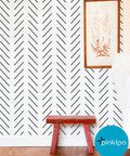 Wall with herringbone design using Extra Large Herringbone And Chevron Wall Stencil Set 16 By 40 Inches Includes Two Stencils For No Fuss Easy DIY Wall Art Painting Modern Geometric Pattern For Walls With Step By Step Instructions.