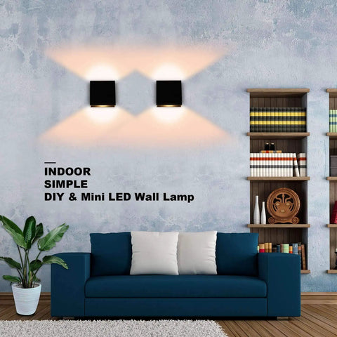Dimmable 10W LED Indoor Wall Sconce in Black Finish, up down wall mount light above sofa, living room modern design with shelves