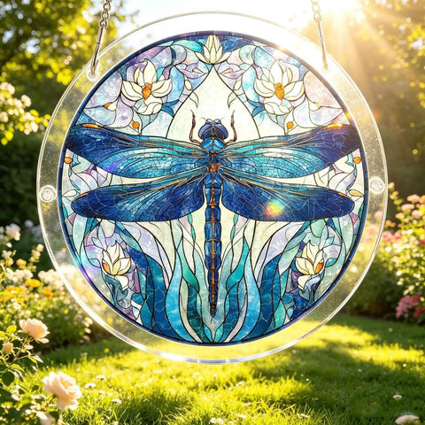 DIY Suncatcher Kit With Irregular Puzzle Pieces For Window Hanging And Garden Decor Dragonfly Design 7.4 Inch Sun Catcher