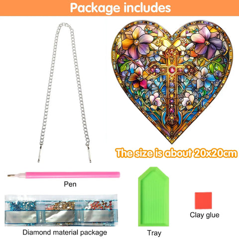 Hanging Diamond Art Ornament Dope Heart Shaped Cross Kit for Adults Crystal Sun Catcher Pendant DIY Diamond Painting