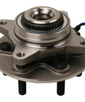 Front Wheel Bearing And Hub Assembly For 2018 To 2021 Ford Expedition Lincoln Navigator 4WD, close-up view showing metal housing and bearing.