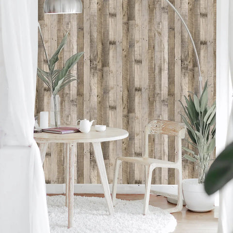 Wood Grain Peel And Stick Contact Paper 17.3 Inch By 1200 Inch 144 Sq Ft DIY Friendly Self Adhesive Removable Vintage Faux Wood Wallpaper on wall