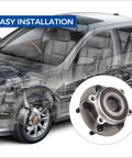 Front Wheel Hub Bearing Assembly Plug And Play Direct Fit Replacement For Mazda 6 2014 2019 And Mazda CX 5 2013 2022 With Easy Install And Durable Steel Construction, shown with installation guide next to car outline.