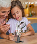 Helping Hand Magnifier Glass Stand With Flexible Neck LED Light And Alligator Clips 3X Magnification on desk with happy users