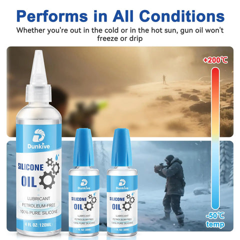 Silicone Airsoft Lubricant With Needle Oiler 6 oz Chamber Lube showing all-temperature performance